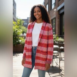 Charlie B Chevron Knit Cardigan Jacket – Size M